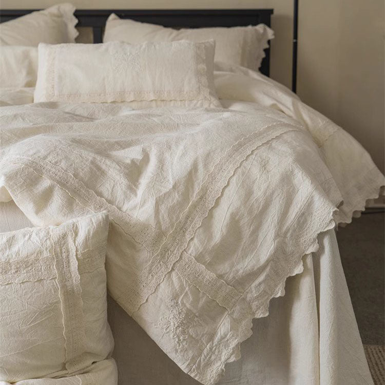 French Lace Cotton And Linen Pure Cotton Four-Piece Bed Set - Harmony Gallery