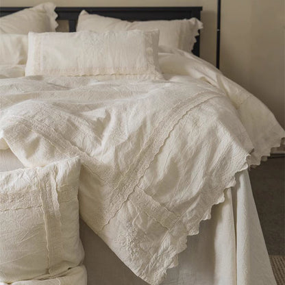 French Lace Cotton And Linen Pure Cotton Four-Piece Bed Set