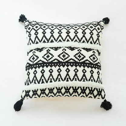 Bohemian Chic Black and Ivory Decorative Textured Throw Pillows - Harmony Gallery