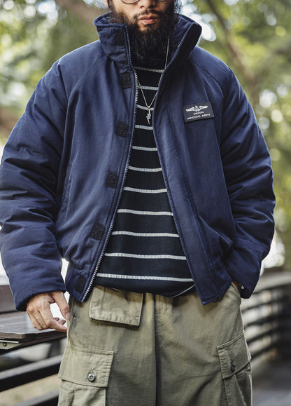 American Retro Cotton Thickened Warm Short Raglan Sleeve Men's Jacket