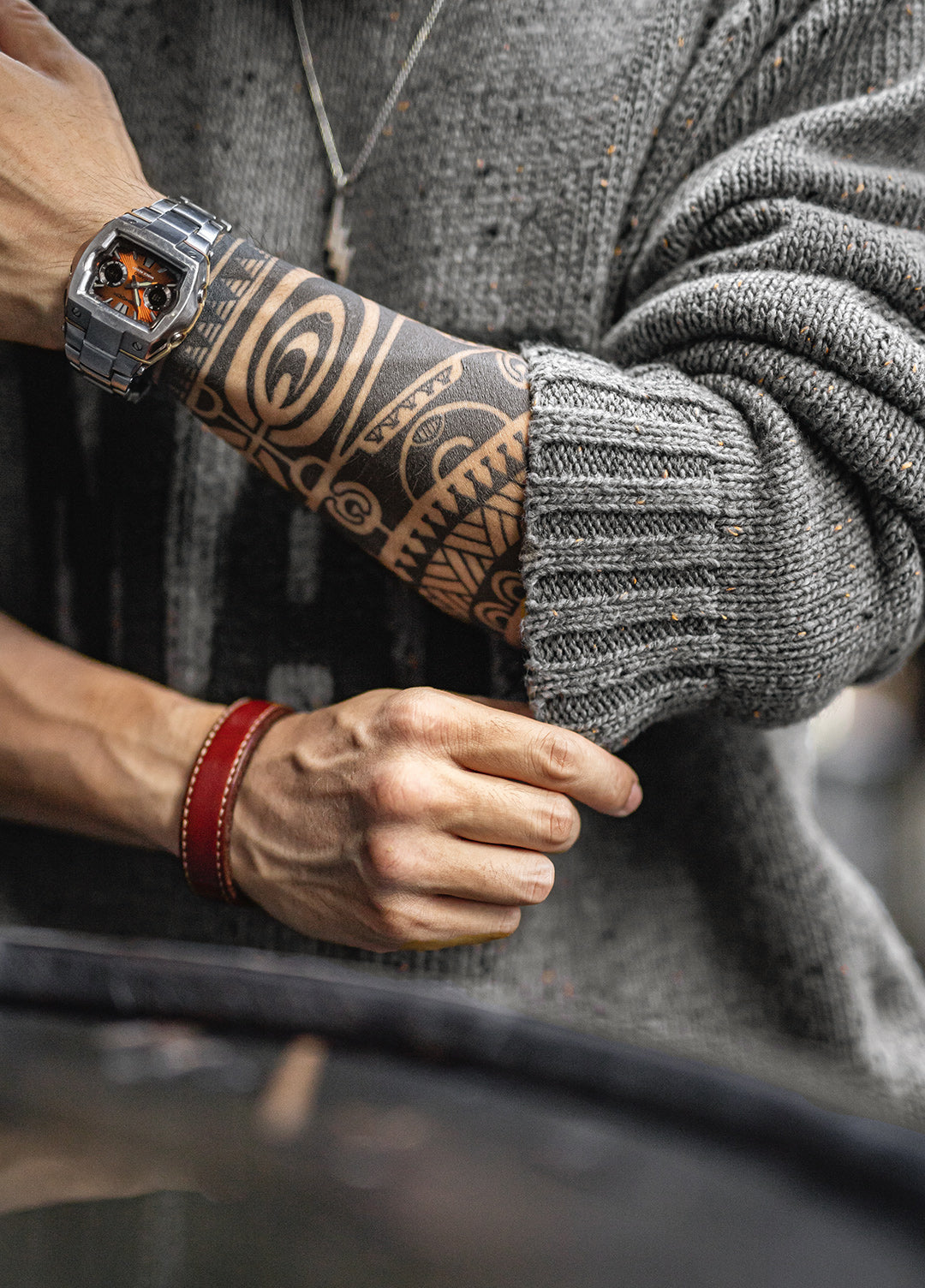 American Retro Jacquard Drape Pullover Knitwear Warm Elasticity Men's Sweater