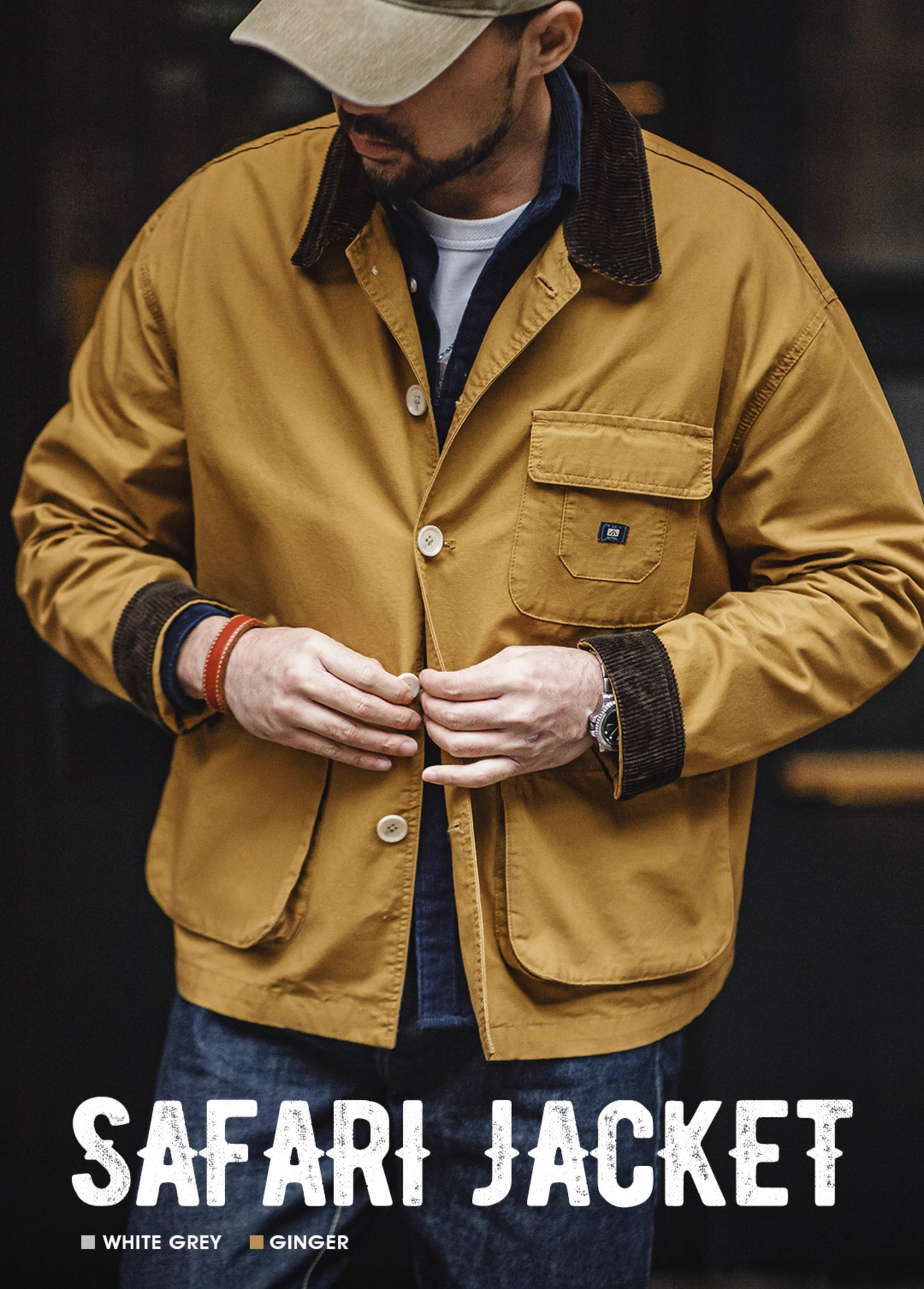 American Workwear Retro Safari Multiple Pockets Men's Jacket