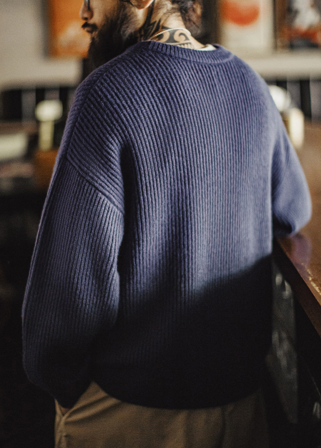 American Ribbed Pullover Striped Knit Cardigan Not Easily Deformed Men's Sweater