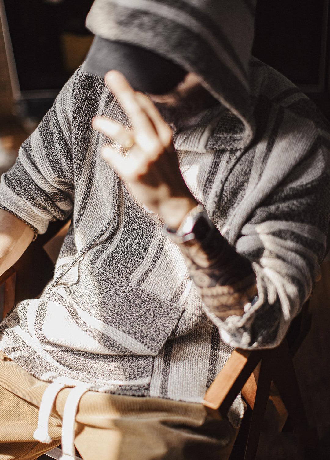 American Retro Baja Semi-Open Pullover Knitted Thin Draped Men's Sweater - Harmony Gallery