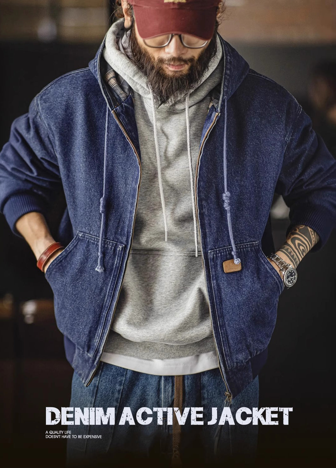 American Retro Washed Denim Outerwear Hooded Heavy Distressed Men's Jacket - Harmony Gallery