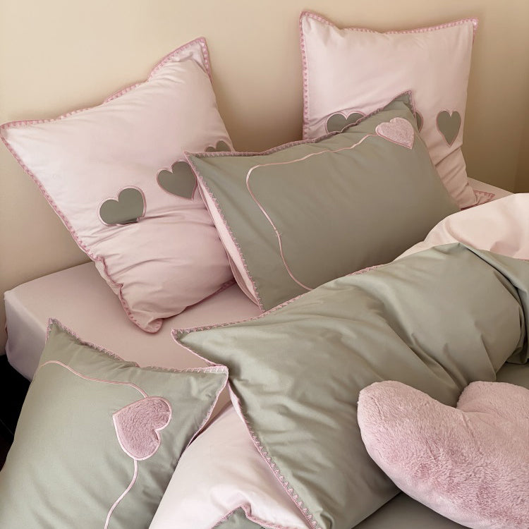 Girls Love Fall And Winter Thickened Brushed Four-piece Pure Cotton Bed Set