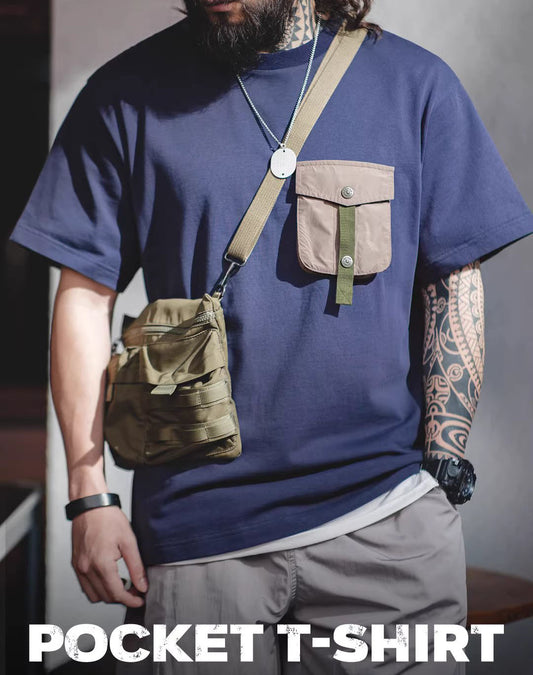 Workwear Mountain Contrast Pocket Functional Men's T-Shirt - Harmony Gallery