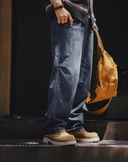 American Retro Mid-Cut Genuine Leather Martin Boots Thick-Soled Men's Boot - Harmony Gallery
