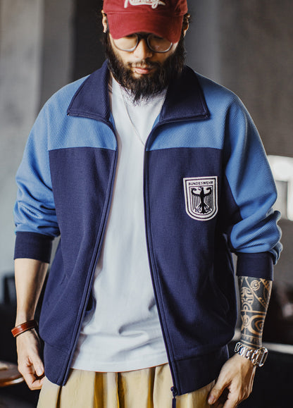 American Contrast Color Coach Waffle Training Suit Breathable Men's Jacket - Harmony Gallery