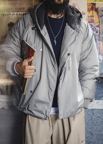 American N3B Gray Parka Coat Short Hooded Thickened Warm Cotton Men's Jacket