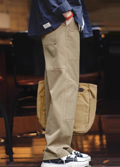 American Retro Double Knee Stitching Multi-Pocket Men's Trousers