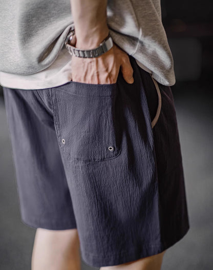 American Workwear Seersucker Texture Contrast Color Men's Shorts - Harmony Gallery