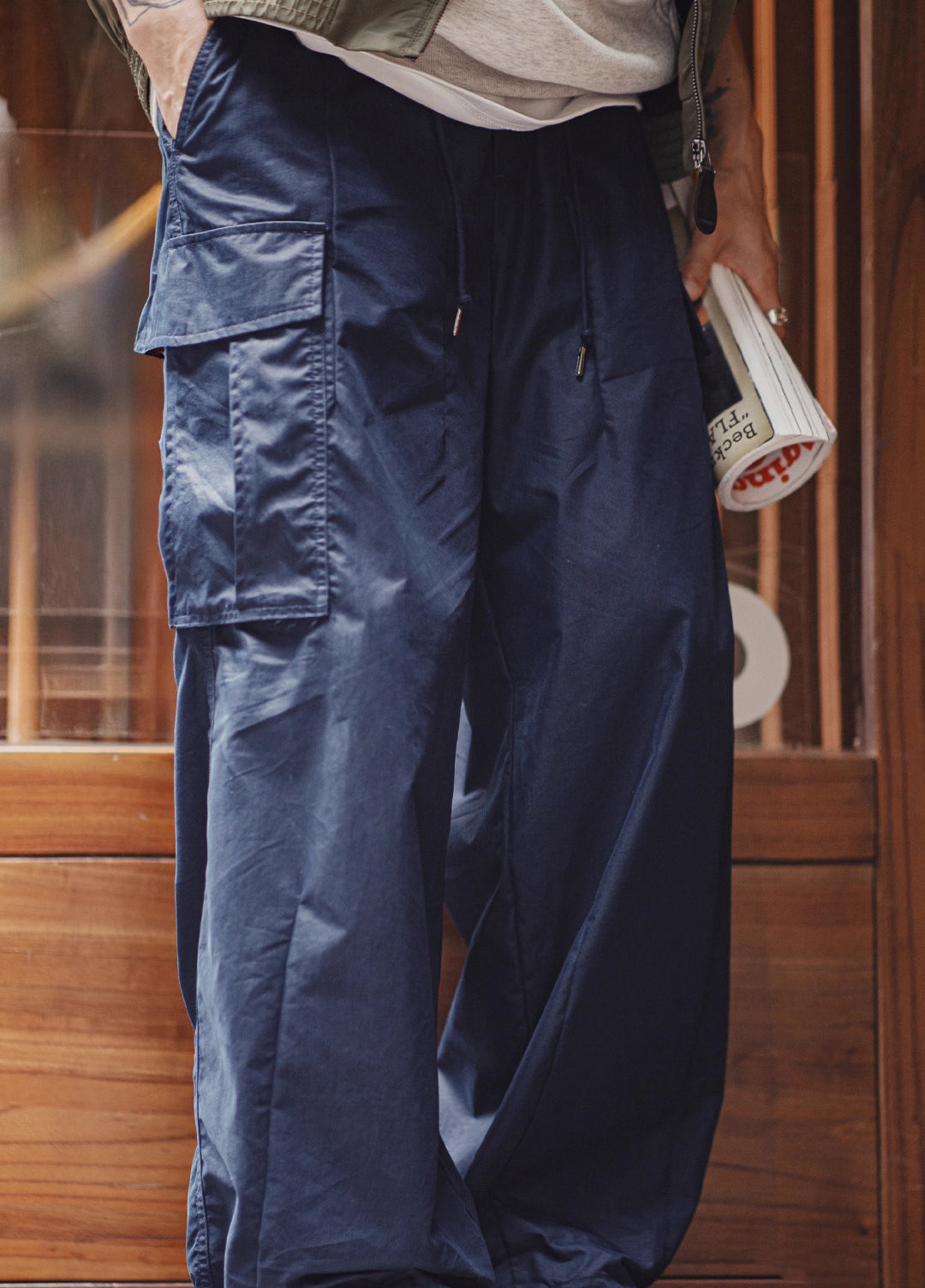 American M65 Large Pocket City Boy Woven Tapered Long Men's Trousers