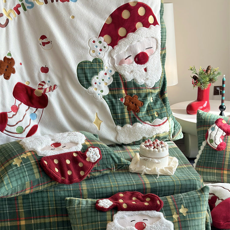 Christmas Wool Milk Velvet Four-Piece Winter Thick Warm Bed Set