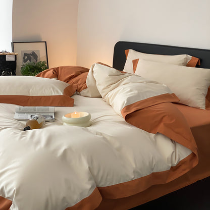 Ensemble de lit épais quatre pièces en pur coton brossé de luxe léger