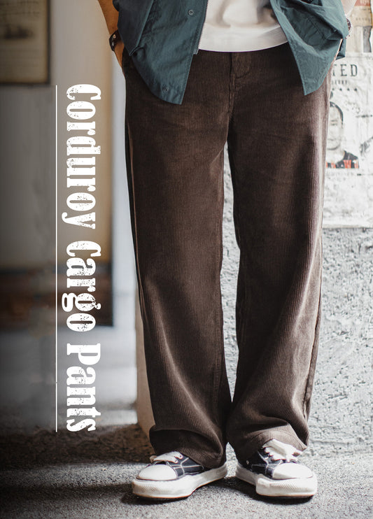 American Retro Corduroy Thickened Straight Leg Wide-Leg Daily Men's Trousers
