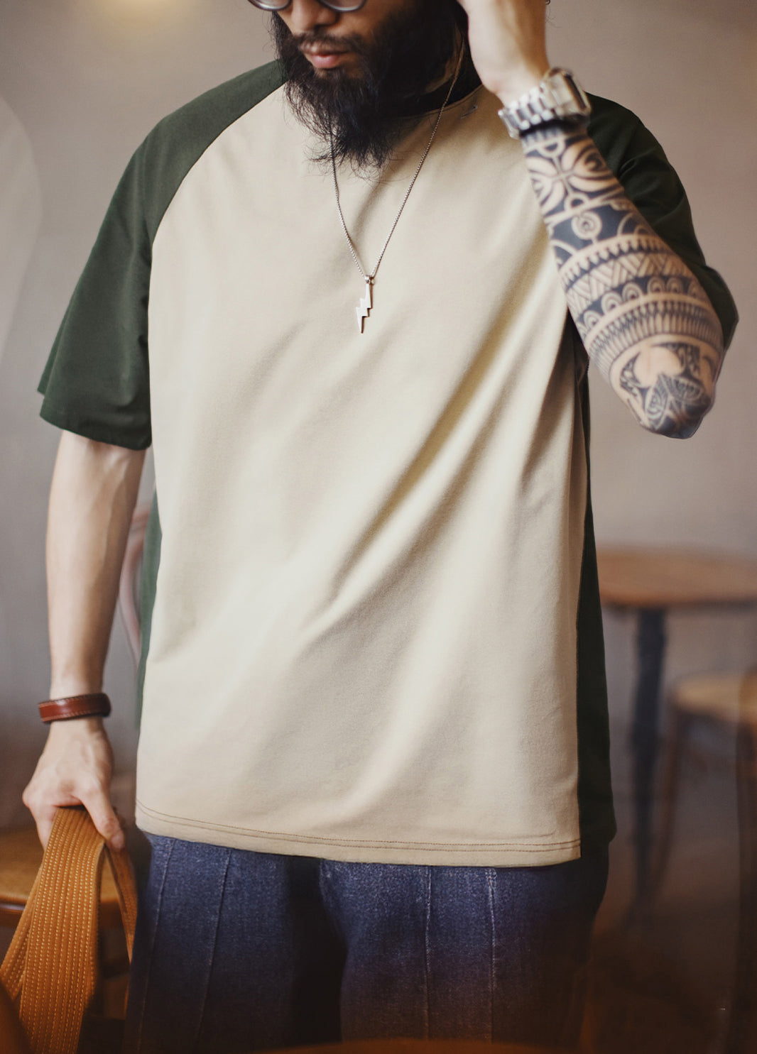 American Retro Contrast Color Cool Quick-Drying Sports Sunscreen Men's T-Shirt - Harmony Gallery