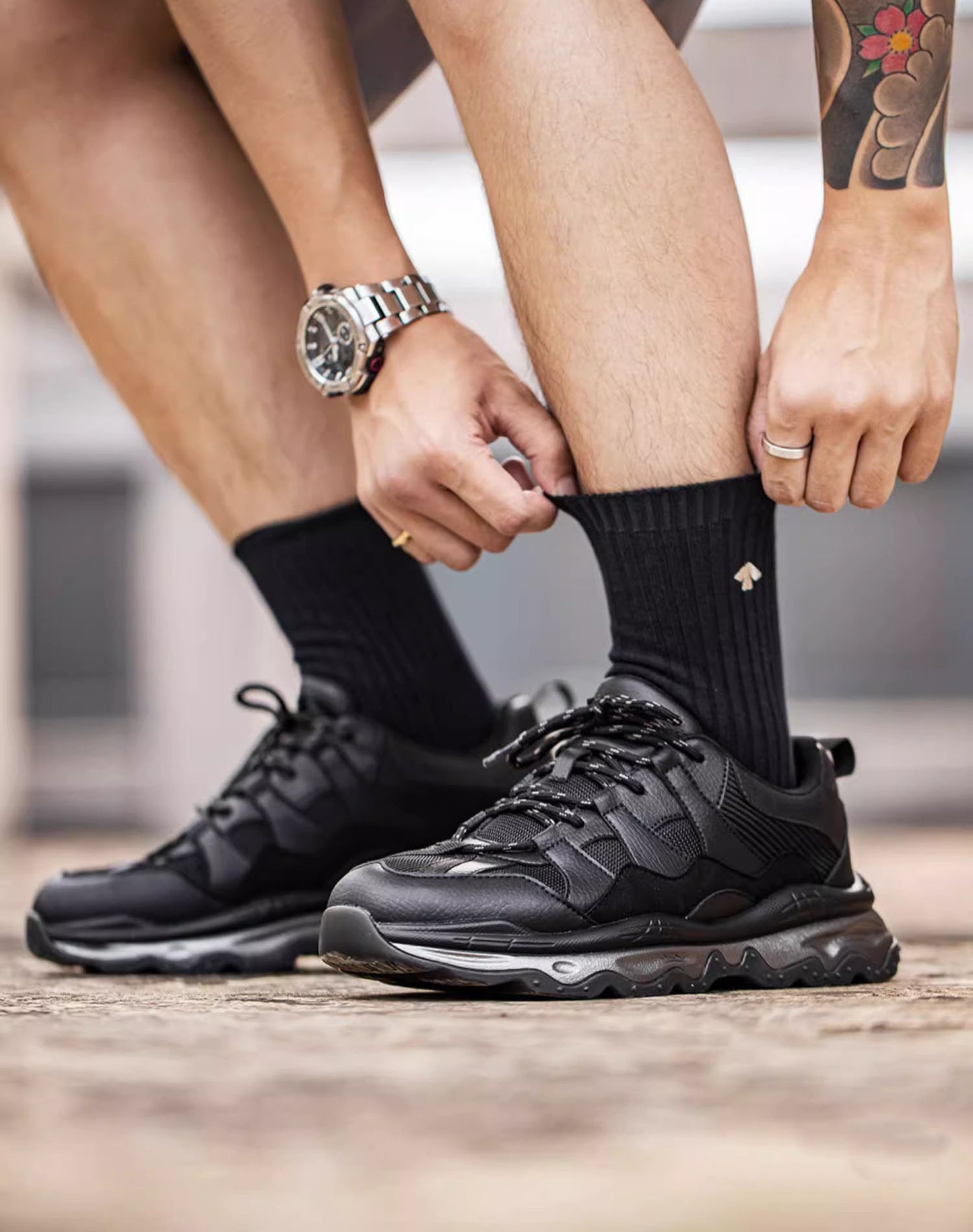 Jogging Black Warrior Thick-Soled Functional Men's Sports Shoes