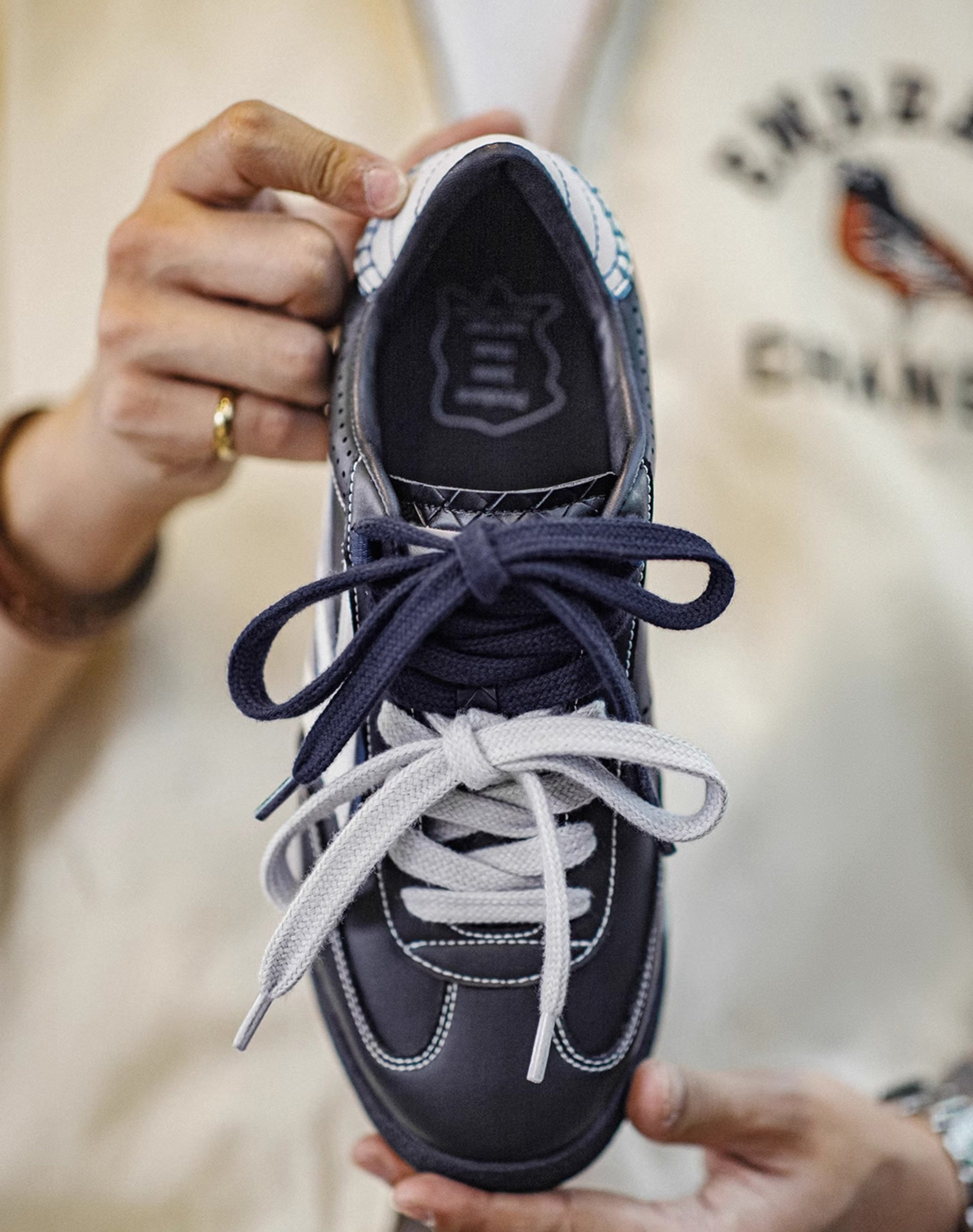 German Retro Forrest Gump Soft Bottom Inky Black Blue White Men's Casual Shoes - Harmony Gallery