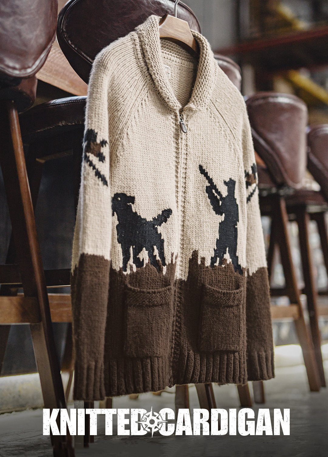 American Retro Embroidered Shawl Collar Cardigan Old Money Men's Jacket