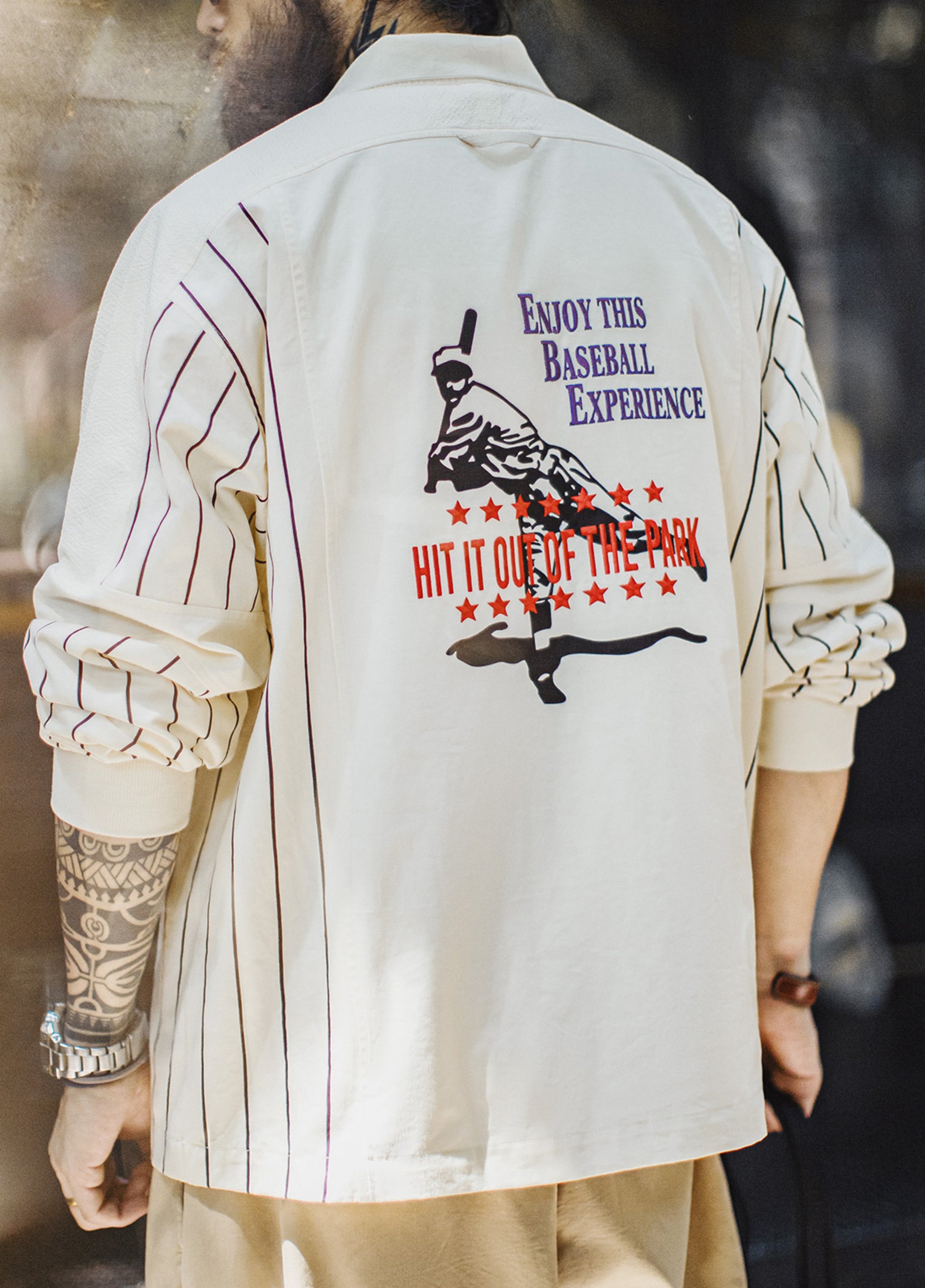 American Baseball Print Polo Splicing Pullover Embroidered Men's Sweater - Harmony Gallery