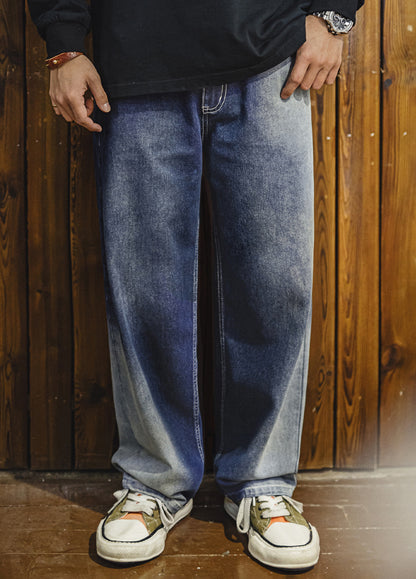 American Gradient Ice Blue Washed Denim Lyocell Clean Fit Men's Jeans - Harmony Gallery