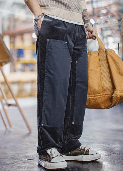 American Retro Knee Corduroy Logging Straight Leg Warm Daily Men's Trousers