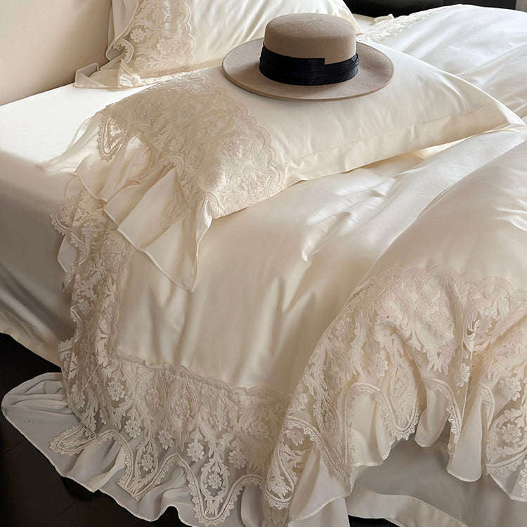 French Princess Romantic Lace Long-Staple Cotton Four-Piece Bed Set