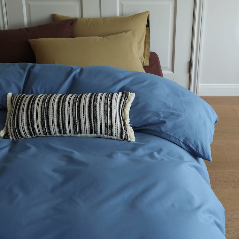 Minimalist Color-Blocked Warm Pure Cotton Thickened Brushed Four-Piece Bed Set