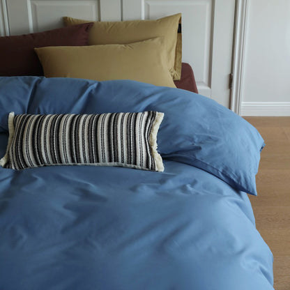 Minimalist Color-Blocked Warm Pure Cotton Thickened Brushed Four-Piece Bed Set