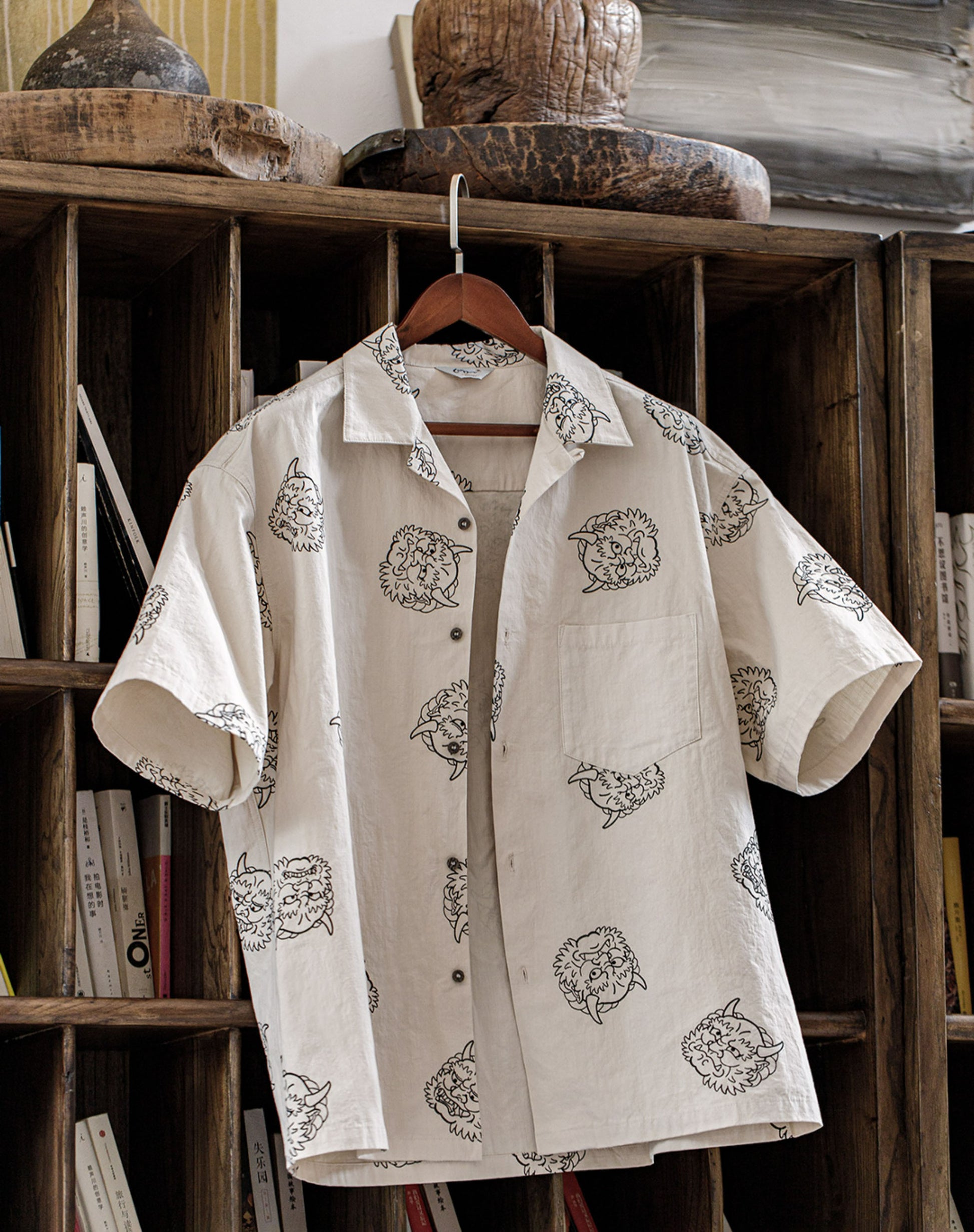 Retro Thor Printed Cotton Linen Loose Men's Shirt - Harmony Gallery