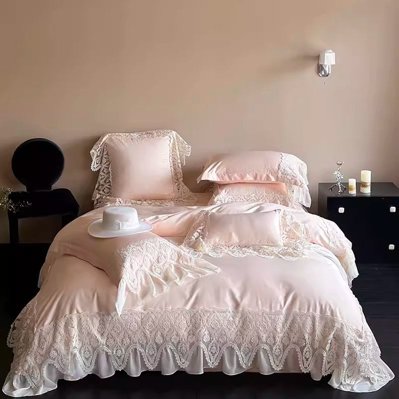 French Princess Romantic Lace Long-Staple Cotton Four-Piece Bed Set