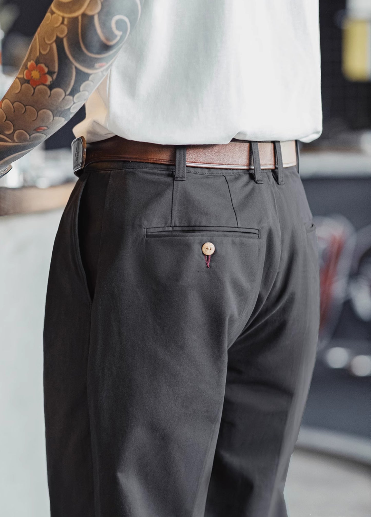 Pantalones Chinos Retro de Trabajo Americano Algodón Rectos y Entallados para Hombre