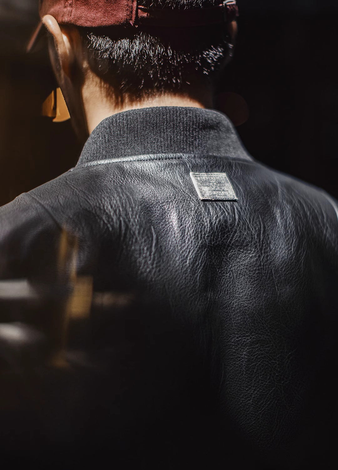 American MA1 Pilot Leather Handsome Short Lychee Pattern Men's Jacket - Harmony Gallery