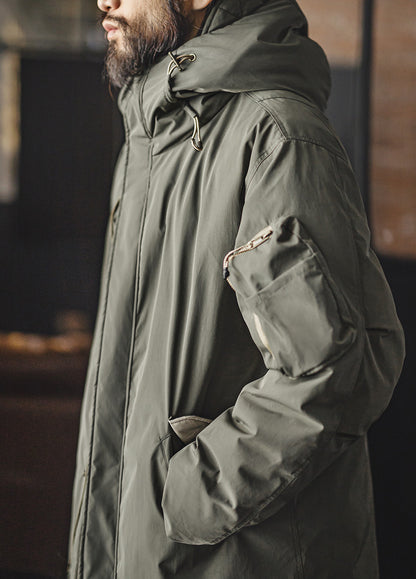 American Retro M51 Down Mid-Length Coat Fishtail Grayish Green Daily Men's Jacket