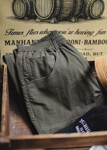 American Retro Light  Knee-Length Logging Textured Thin Drape Men's Trousers - Harmony Gallery