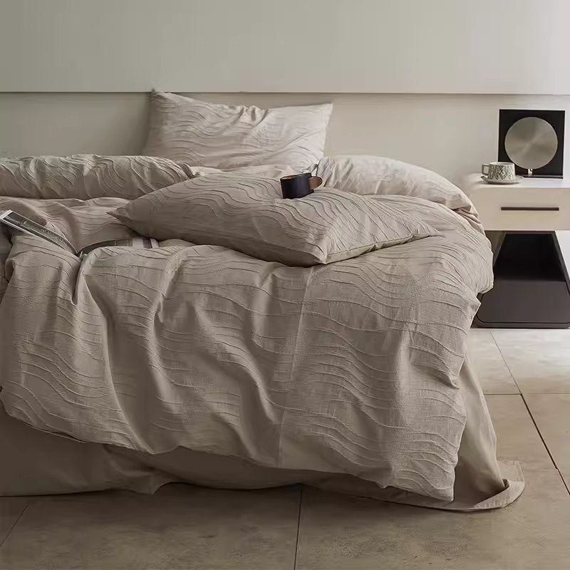 Light Luxury And High-End Curve Jacquard Four-Piece Cotton Bed Set - Harmony Gallery