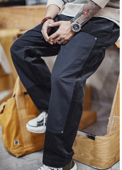 American Retro Knee Corduroy Logging Straight Leg Warm Daily Men's Trousers