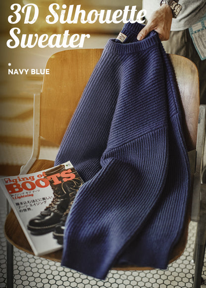 American Ribbed Pullover Striped Knit Cardigan Not Easily Deformed Men's Sweater