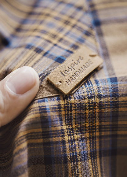 American Retro Plaid Thin Long-Sleeved Pure Cotton Brown Men's Shirt - Harmony Gallery