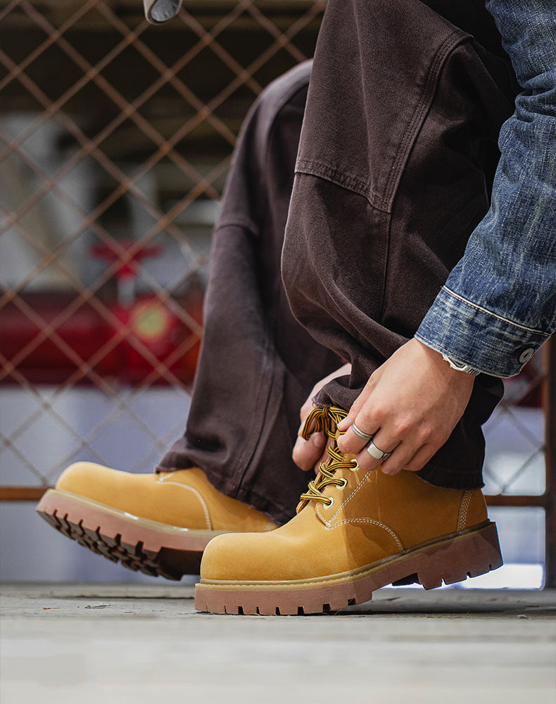 American Retro Mickey Round Head Big Martin Boots Thick Bottom Men's Boot - Harmony Gallery