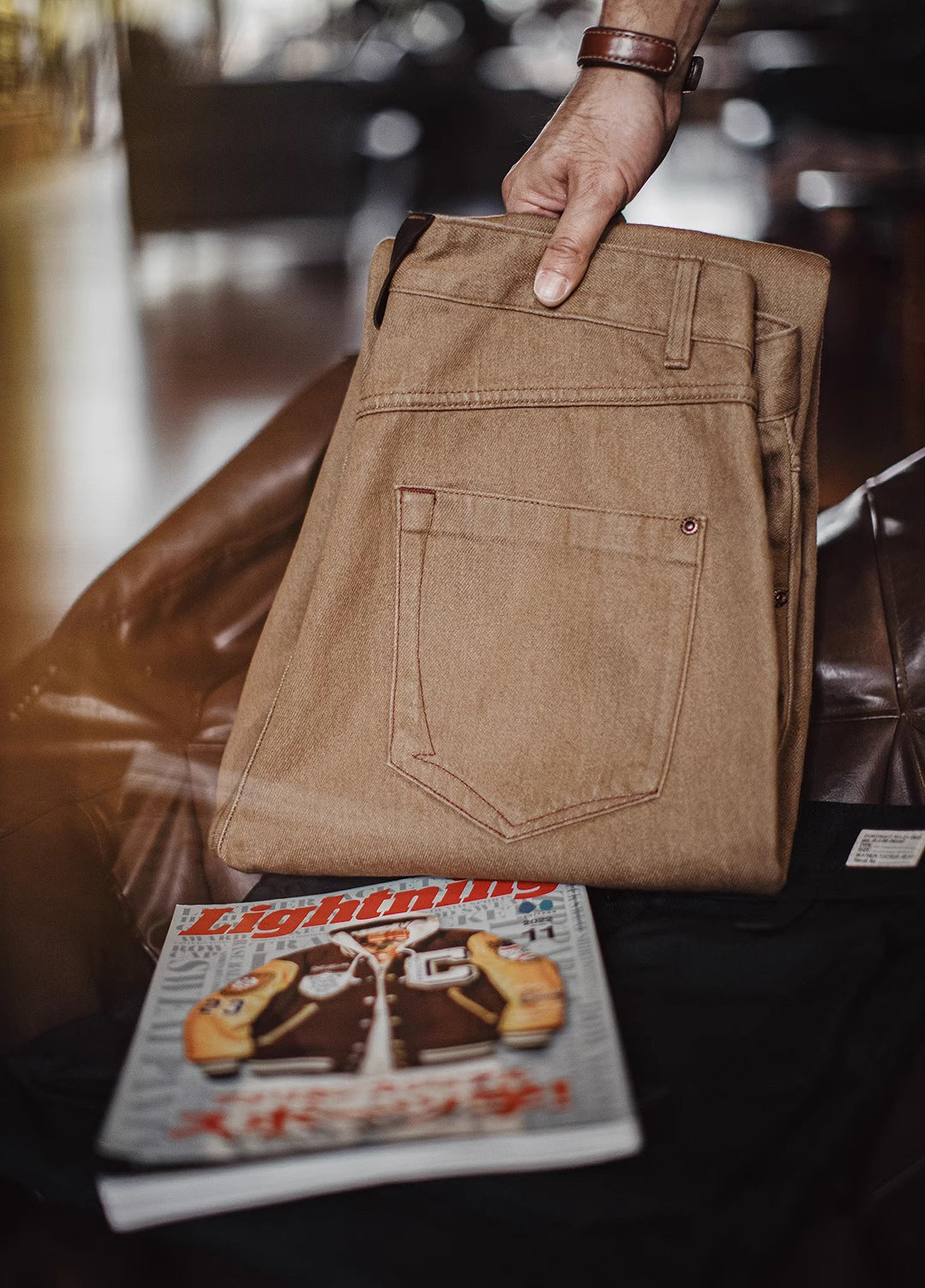 American Retro Maillard Fitted Straight Tube Tencel Lyocell Pants Men's Jeans - Harmony Gallery