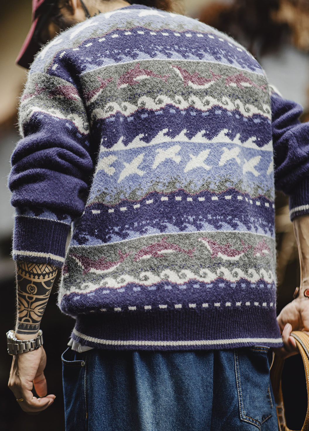 American Retro Fair Isle Pullover Thick Warm Outerwear Knitwear Men's Sweater