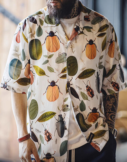 Hawaiian Tropical Rainforest Aloha Printed Lyocell Men's Shirt - Harmony Gallery
