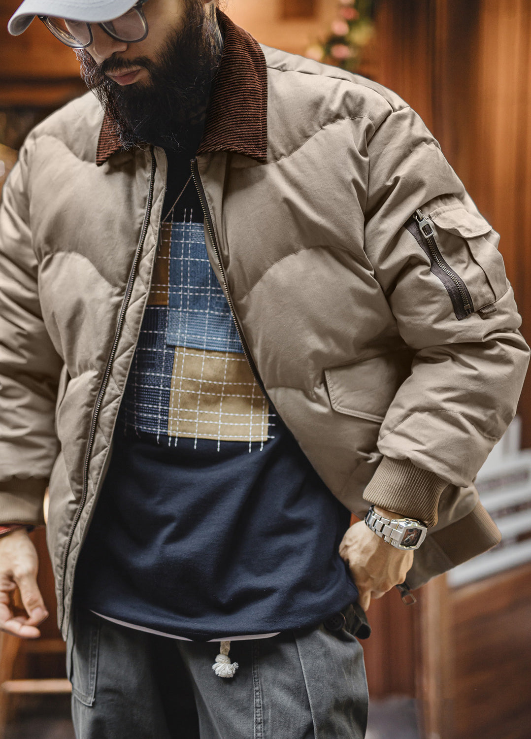 American Retro CWU 45 P Flight Short Warm Bomber Cotton-Padded Men's Jacket