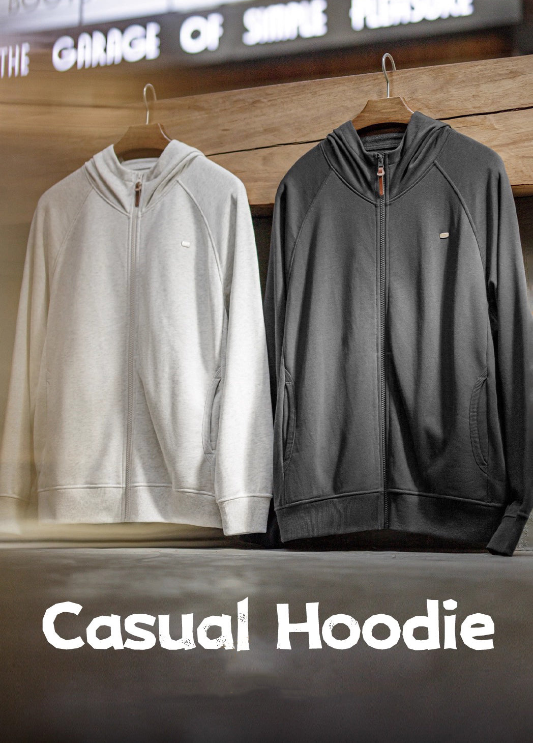 American Casual Hooded Raglan Sleeve Cardigan Long-Sleeved Men's Jacket - Harmony Gallery