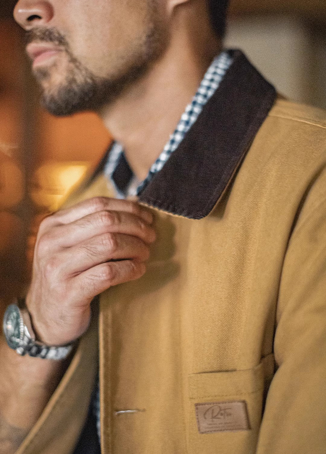 American Retro Michigan Trench Khaki Barn Mid-Length Daily Men's Jacket - Harmony Gallery