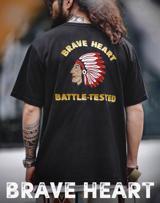 American Retro Navajo Heavy Embroidered Printed Men's T-Shirt