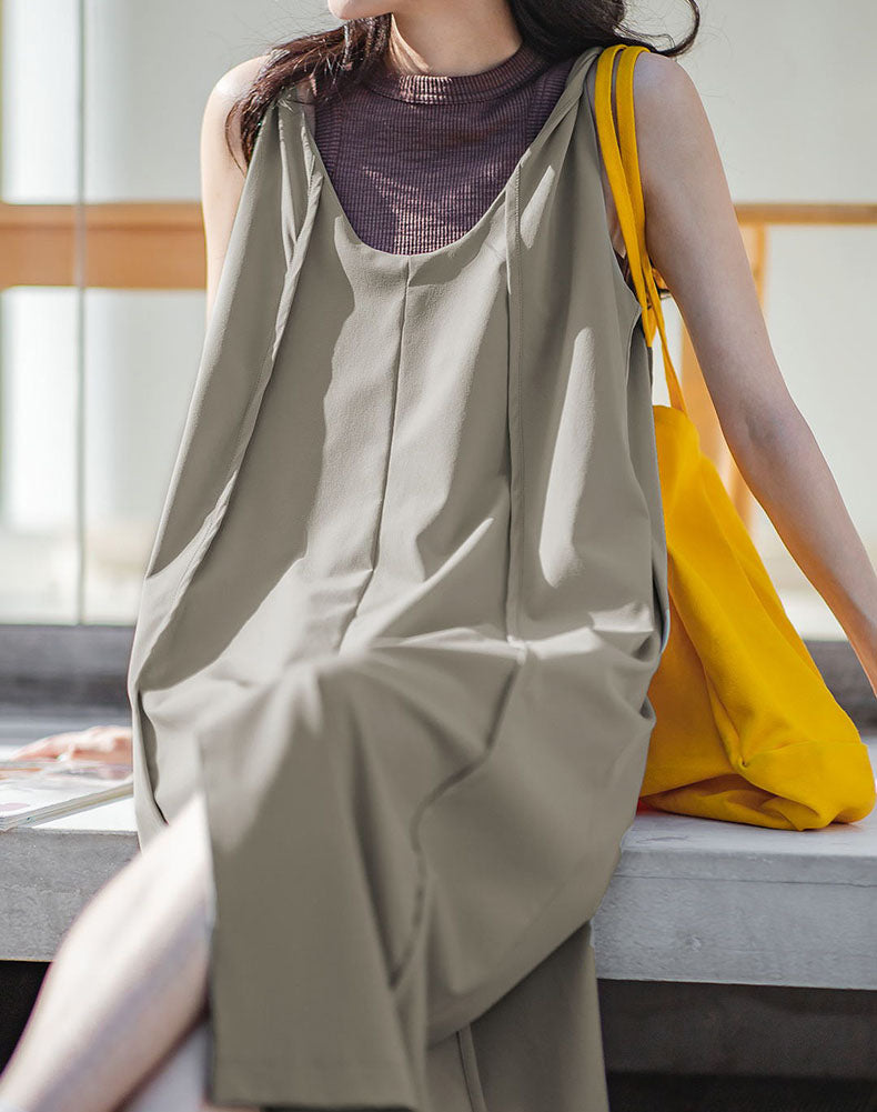 Casual Drape Long Skirt Color Tank Lazy Loose Women's Dress - Harmony Gallery