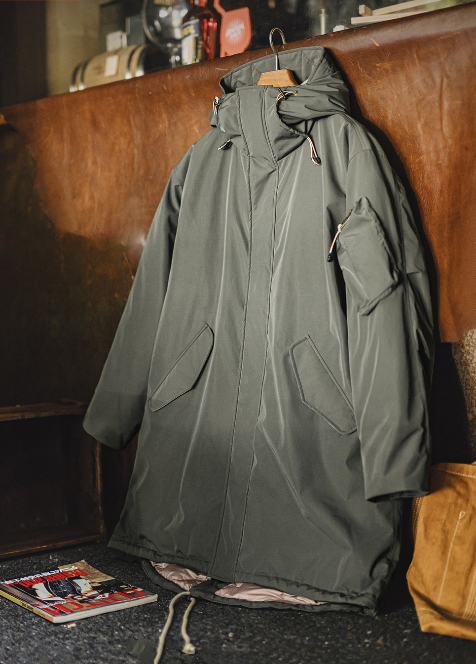 American Retro M51 Down Mid-Length Coat Fishtail Grayish Green Daily Men's Jacket